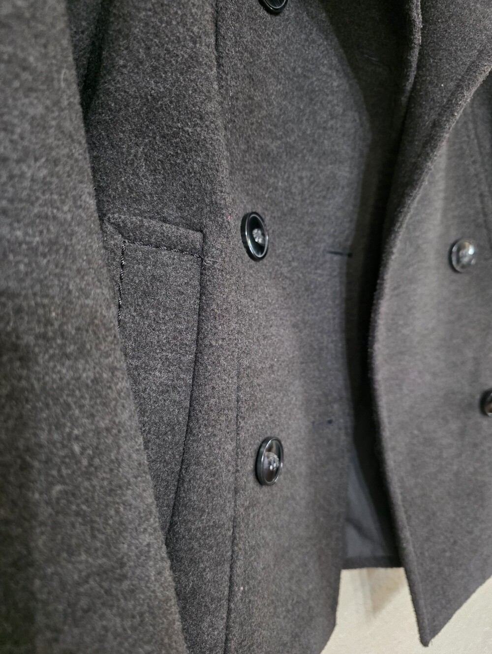 H&M Women’s Double-Breasted Wool Feel Peacoat - Dark Charcoal - Picture 8 of 11